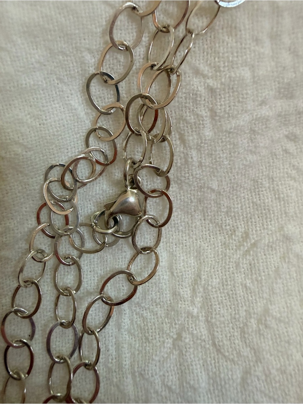 Source Unknown Silver Multi-Strand Oval Link Necklace